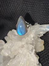 Sterling Silver Blue Fire Labradorite Ring - Assorted Size