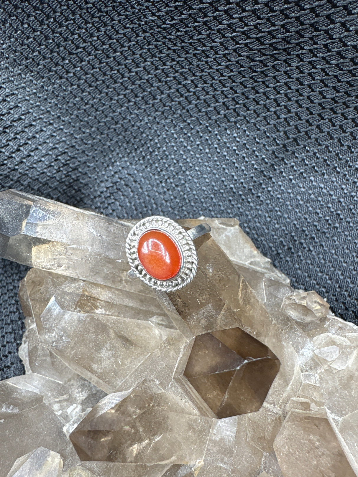 Sterling Silver Carnelian Oval Ring - Size 8
