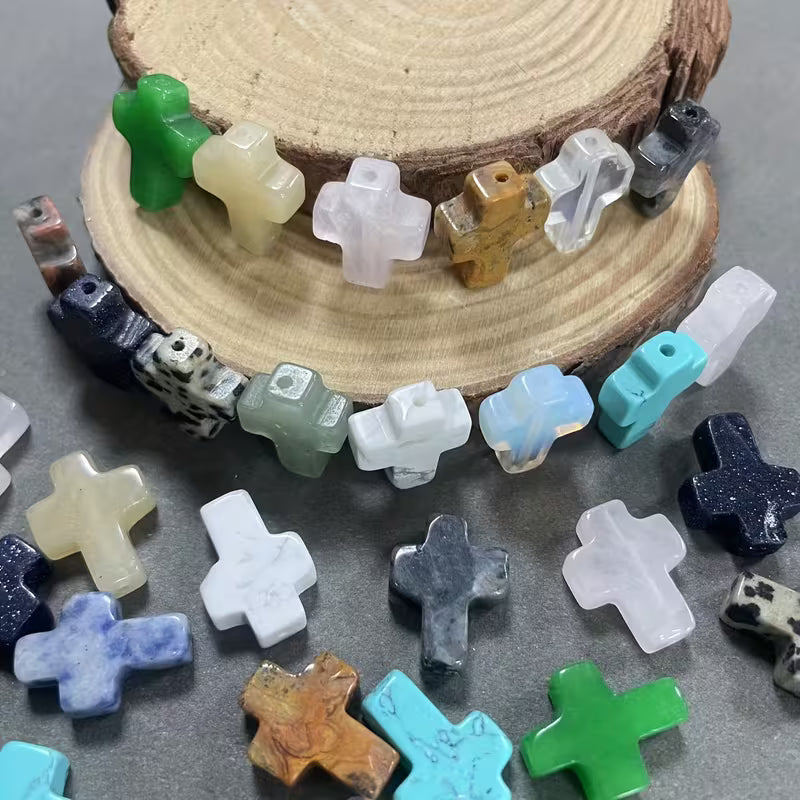 Mini Gemstone Cross Bead