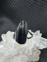 Sterling Silver Black Tourmaline Rough Ring - Assorted Size