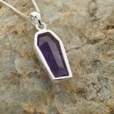 Sterling Silver Coffin Pendant - Assorted Gemstone