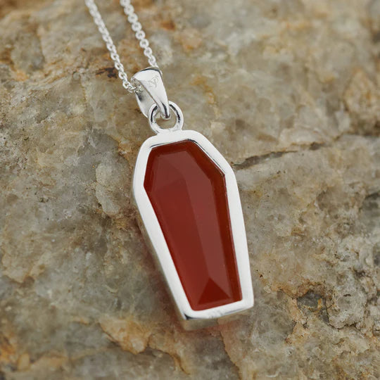 Sterling Silver Coffin Pendant - Assorted Gemstone
