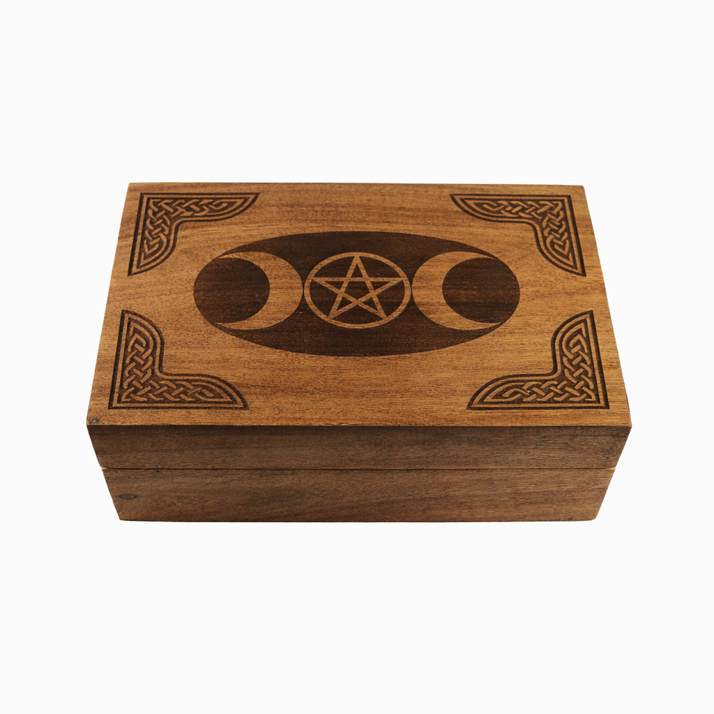 Pentacle Moon Wooden Box 4x6"