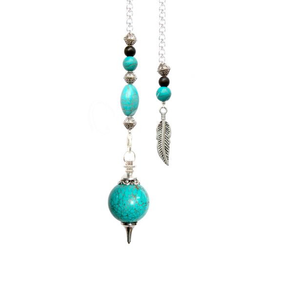 Turquoise Pendulum w/feather
