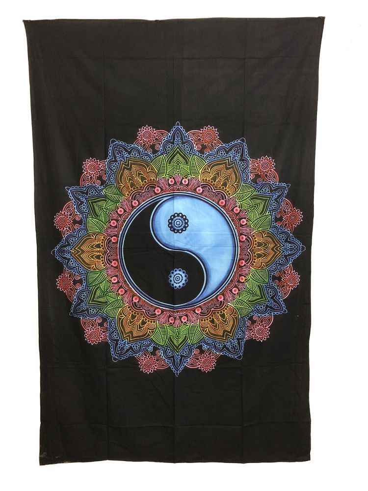 Yin Yang Multi Colored on Black