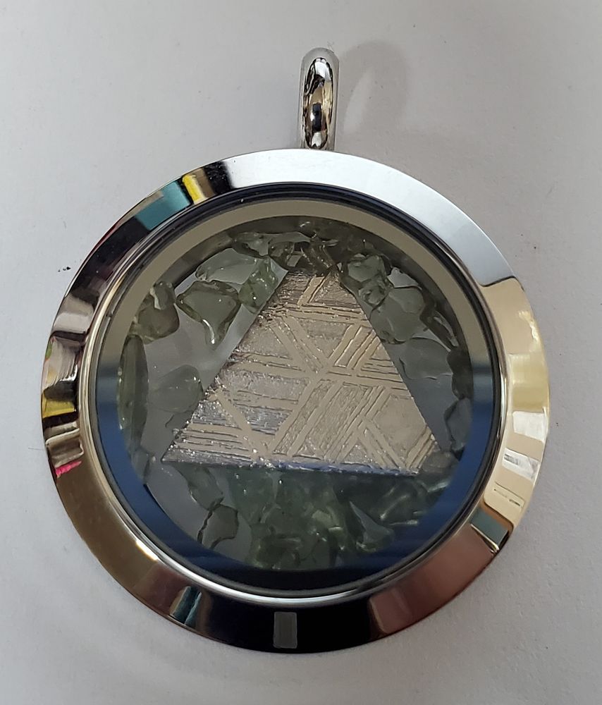 Muonionalusta & Moldavite Floating Locket