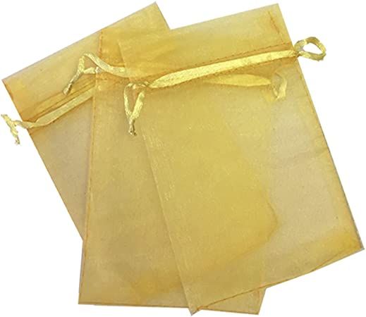 Gold Organza Drawstring Bag 4x6
