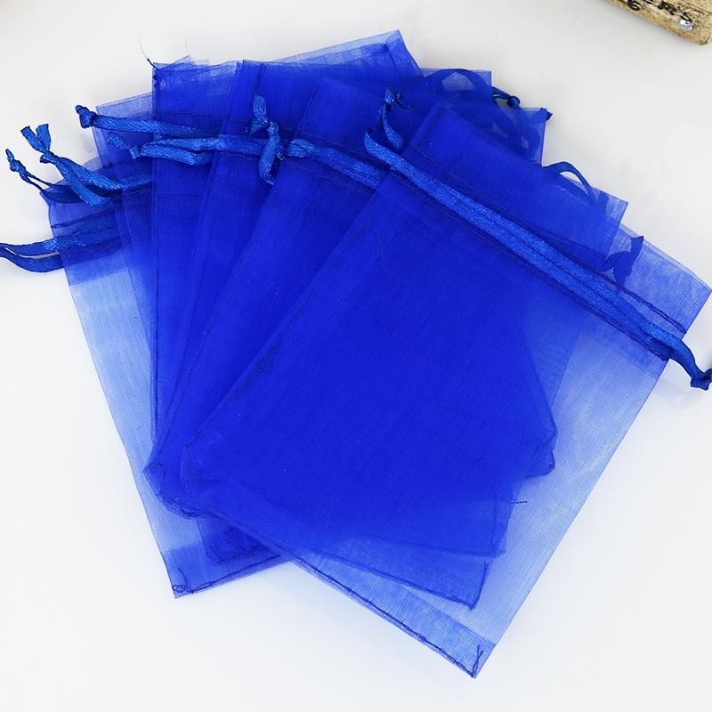 Blue Organza Drawstring Bag 4x6