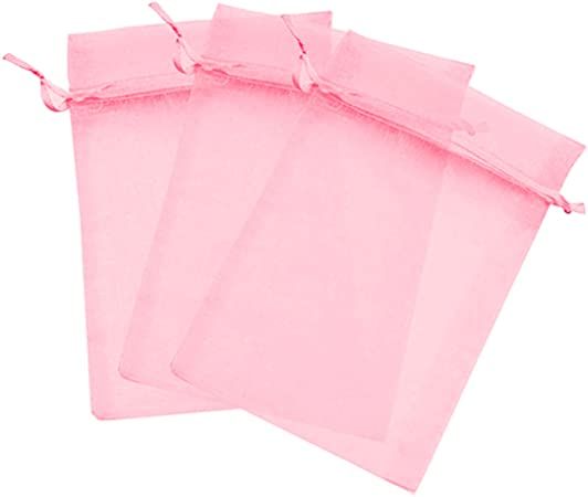 Pink Organza Drawstring Bag