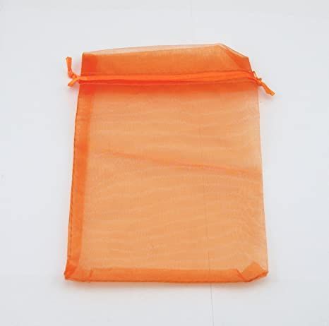 Orange Organza Drawstring Bag