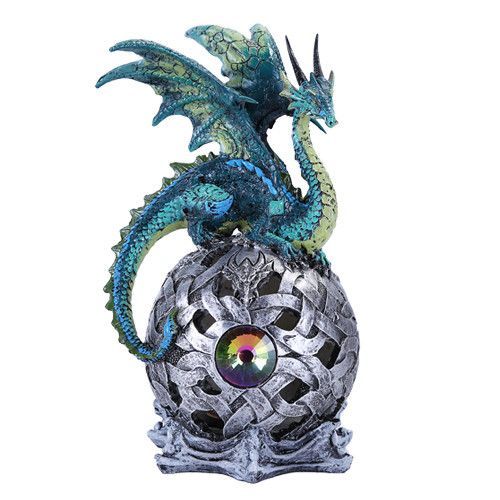 LED Dragon on Ball - Blue (8.25"H)