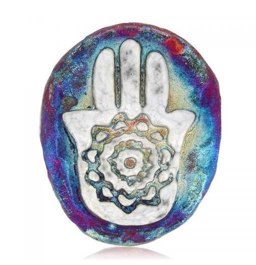 Raku Magnet - Hamsa