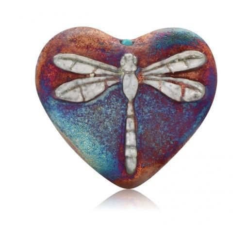 Mini Raku Heart Dragonfly