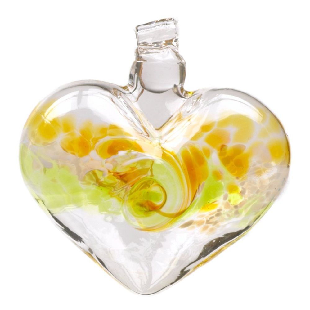 3" Kitras Glass Heart Gold/Lime