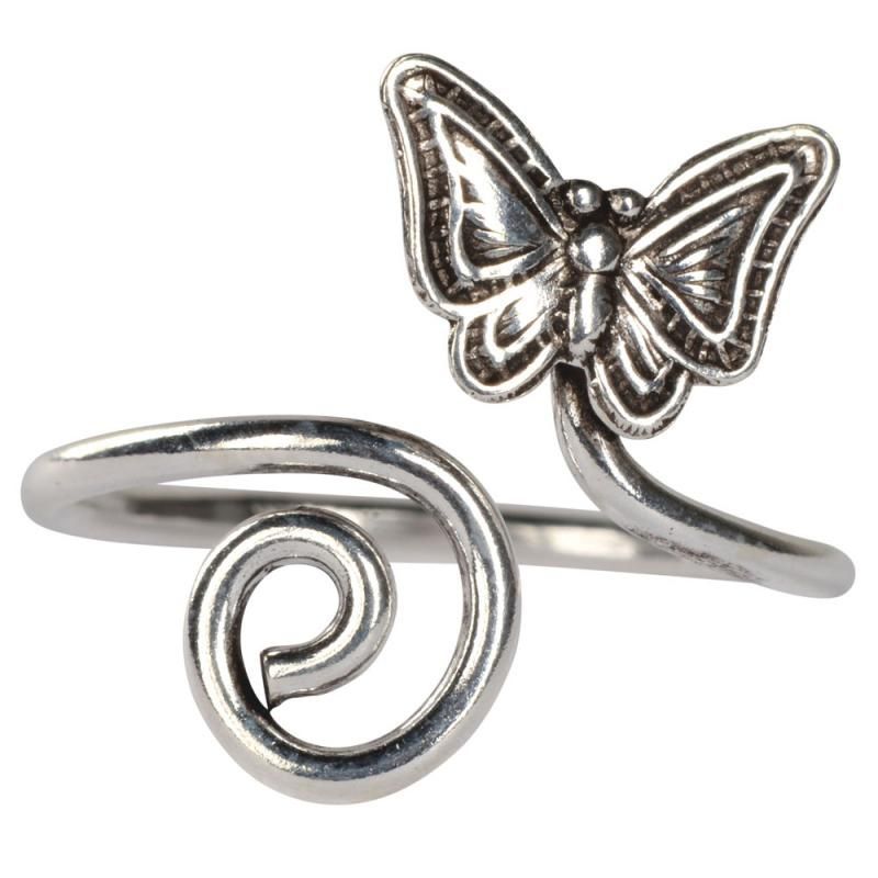 Silver Wrap Butterfly Toe Ring