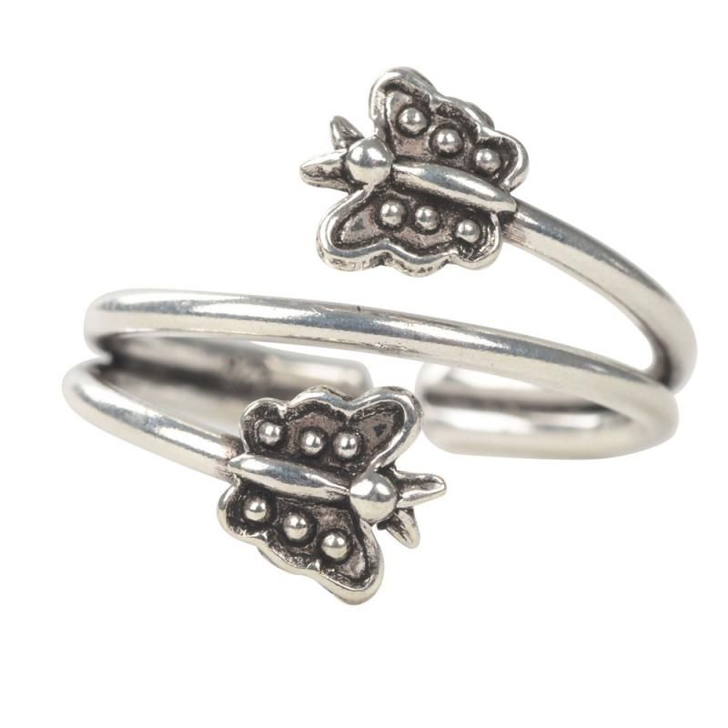 Silver DoubleButterfly Toe Ring