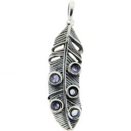 Sterling Silver Iolite Feather - Pendant