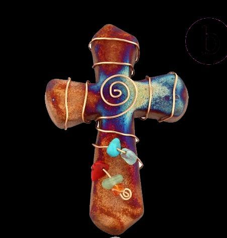 Raku Cross Magnet - Spiral (2.5")