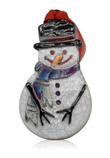 Raku Snowman Ornament