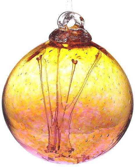 (6") Kitras Witch Ball - Gold & Cranberry