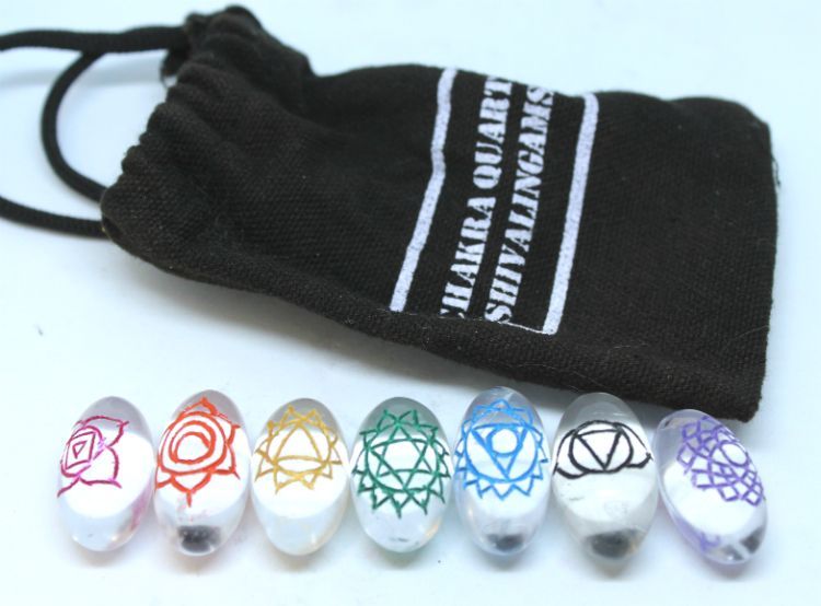 Chakra Quartz Shiva Lingham Set