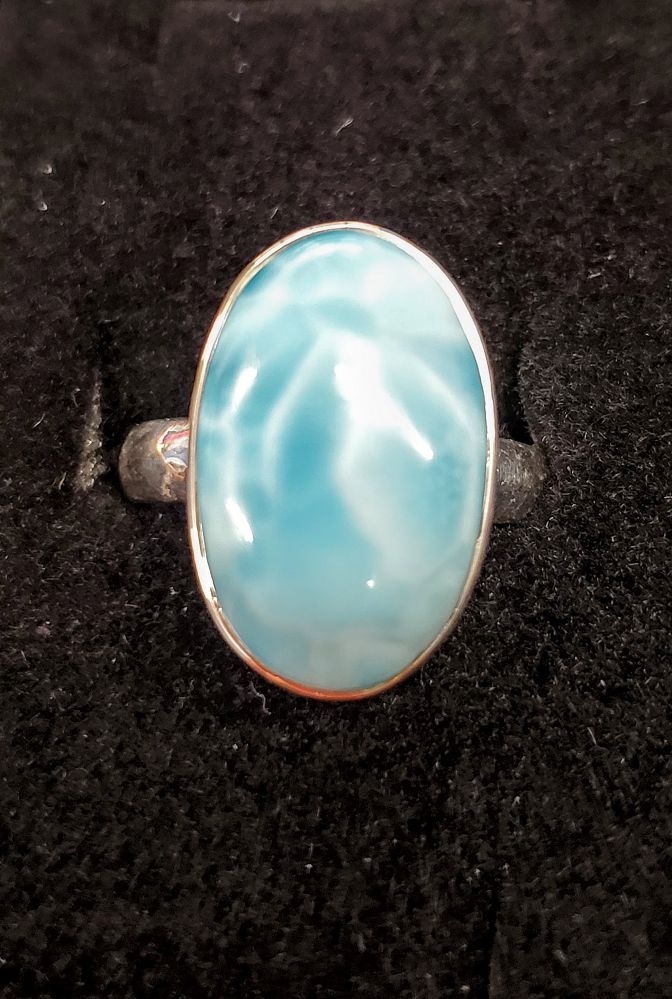 Larimar Oval Sterling Ring 8