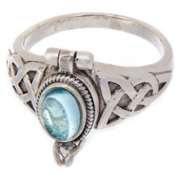 Sterling Silver Oval Box Ring Blue Topaz - Size 9