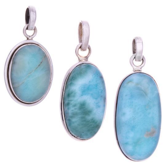 Sterling Silver Larimar Oval - Pendant
