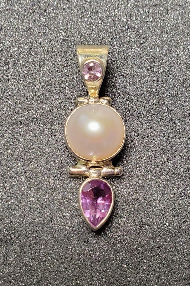 Sterling Silver Pearl & Amethyst Pendant