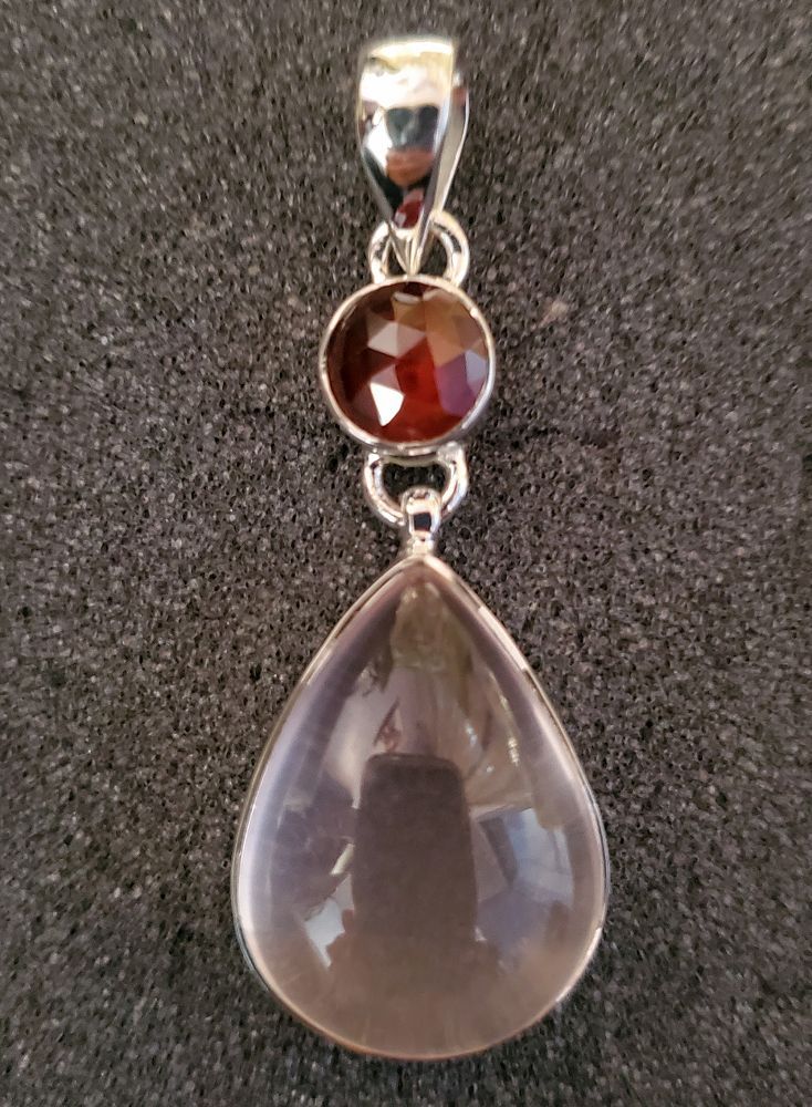 Silver Rose Quartz Pendant 2