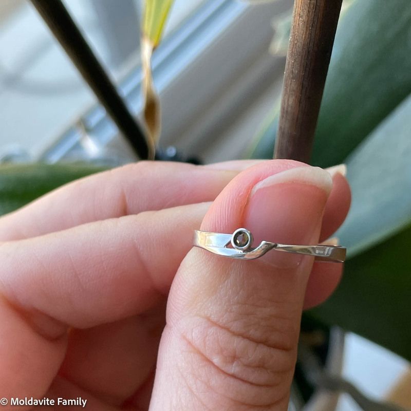 Delicate Silver Moldavite Ring