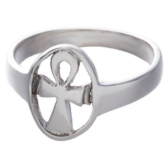 Sterling Silver Circled Ankh Ring - Size 10