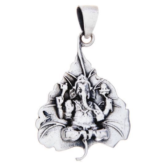 Sterling Silver Bodhi Leaf Om - Pendant