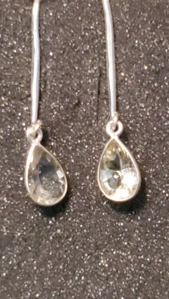 Silver Green Amethyst Earrings