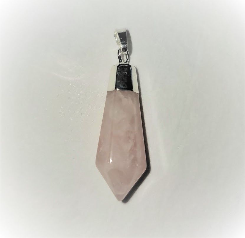 Rose Quartz Diamond Shaped Necklace