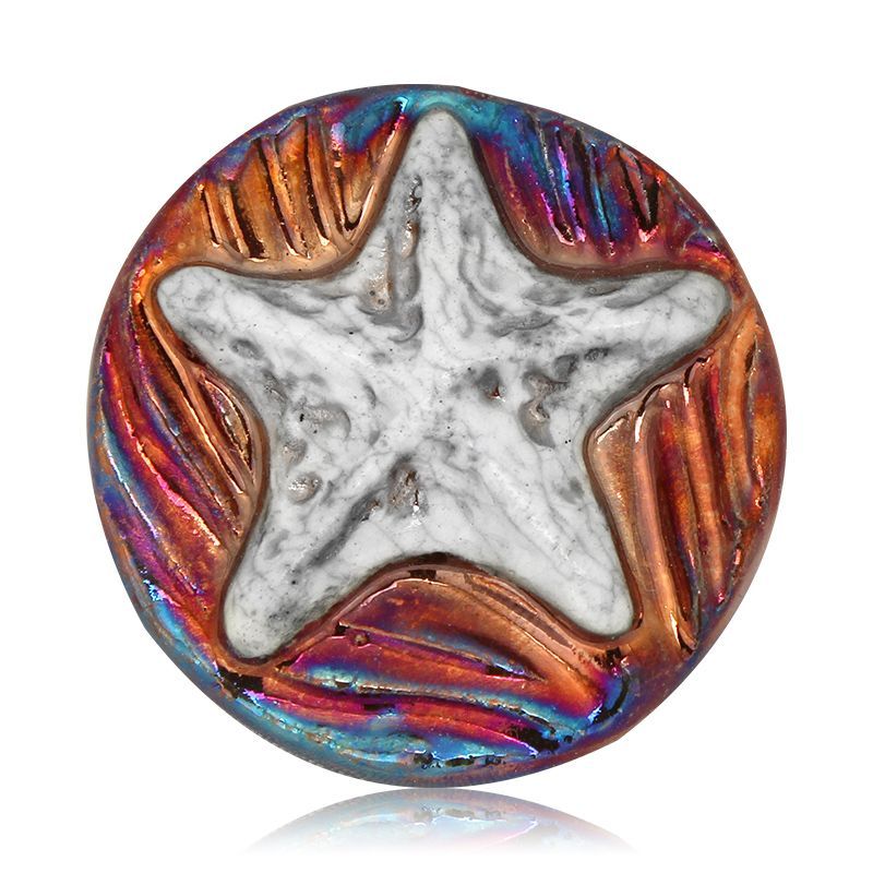 Raku Medallion Magnet-Starfish
