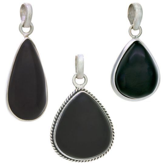 Sterling Silver Black Obsidian - Pendant
