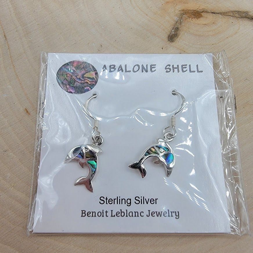 Abalone Dolphin Earrings SS