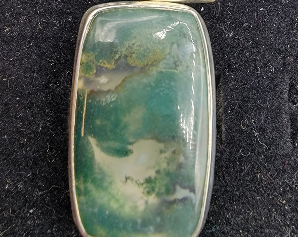 Moss Agate Wide Rectangle Ring