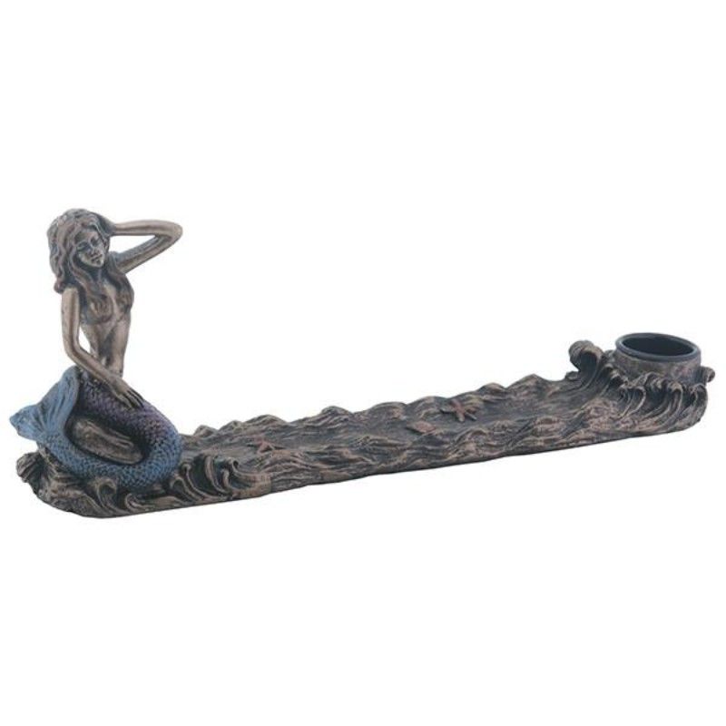 Bronze Mermaid - Incense Burner (9.5"L)