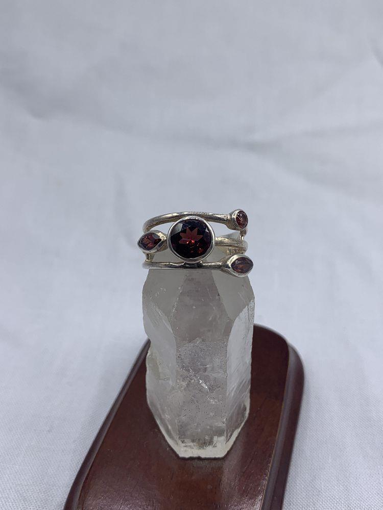 Sterling Silver Multi-Garnet Ring - Size 7