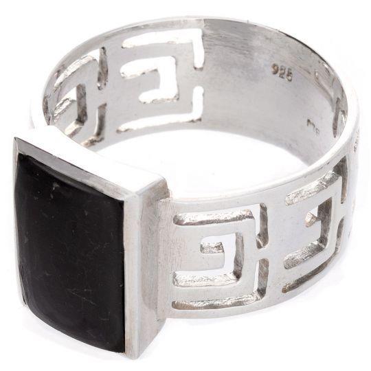 Sterling Silver Shungite Square Ring - Size 11