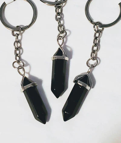 Gemstone Point Plated Keychain