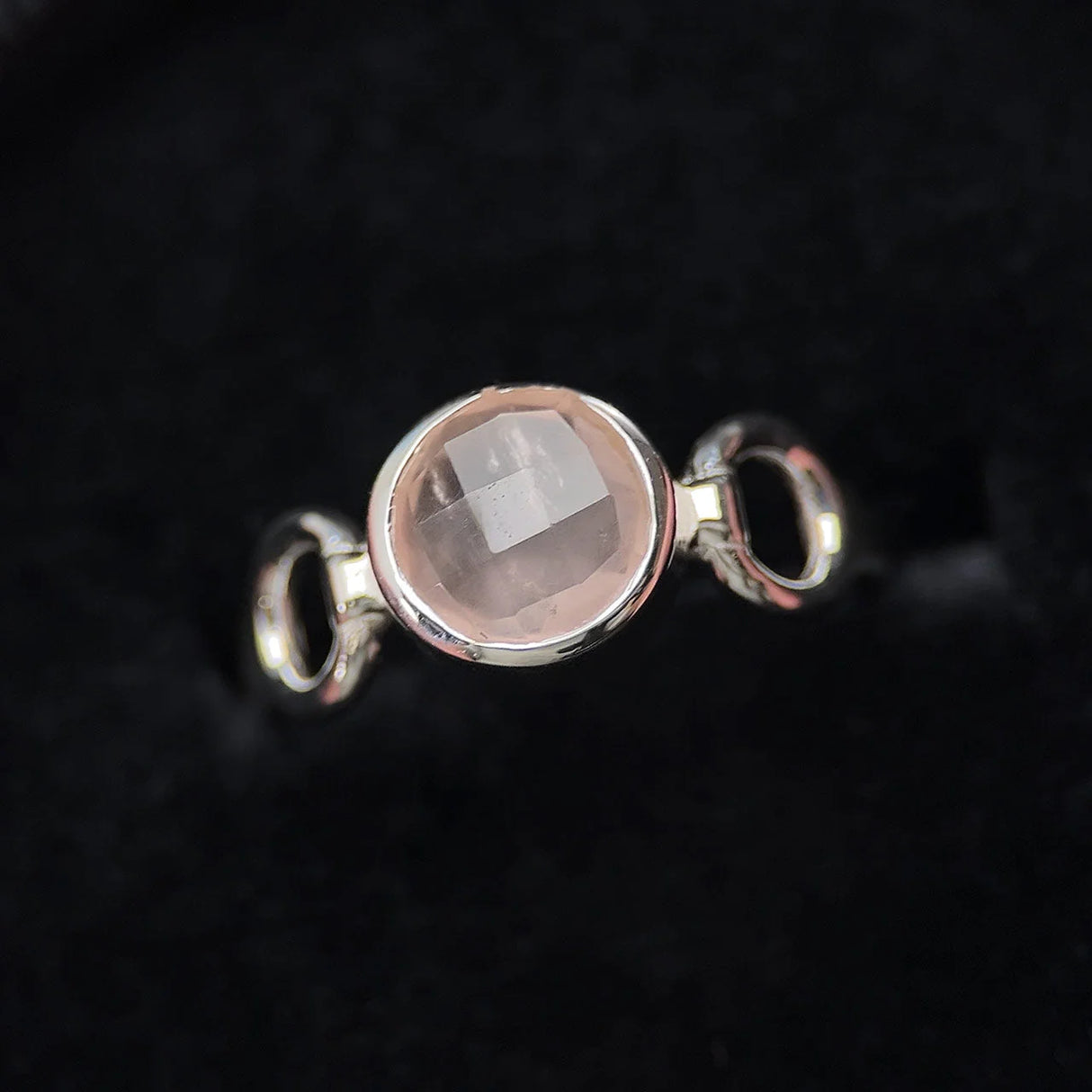 Sterling Silver Faceted Rose Quartz Ring