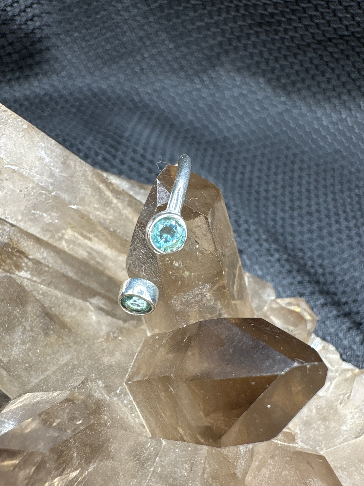 Sterling Silver Double Blue Topaz Ring - Size 9