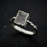 Sterling Silver Hammered Finish Ring - Assorted Gemstone
