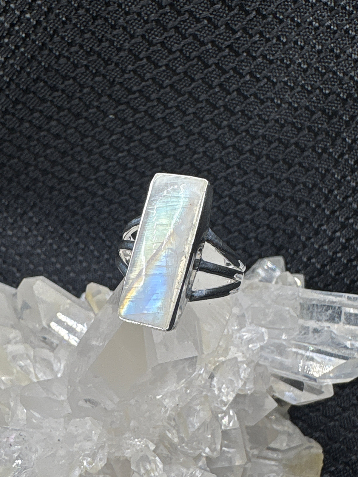 Sterling Silver Blue Flash Moonstone Ring - Assorted Size