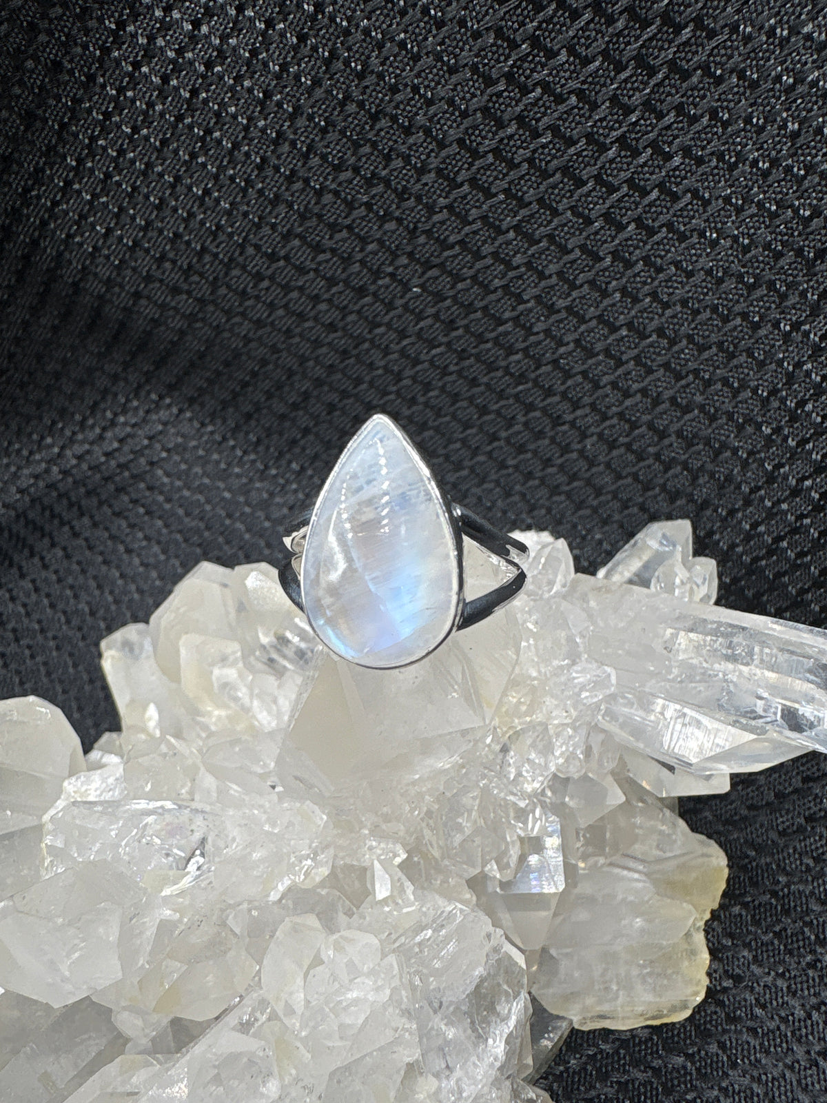 Sterling Silver Blue Flash Moonstone Ring - Assorted Size