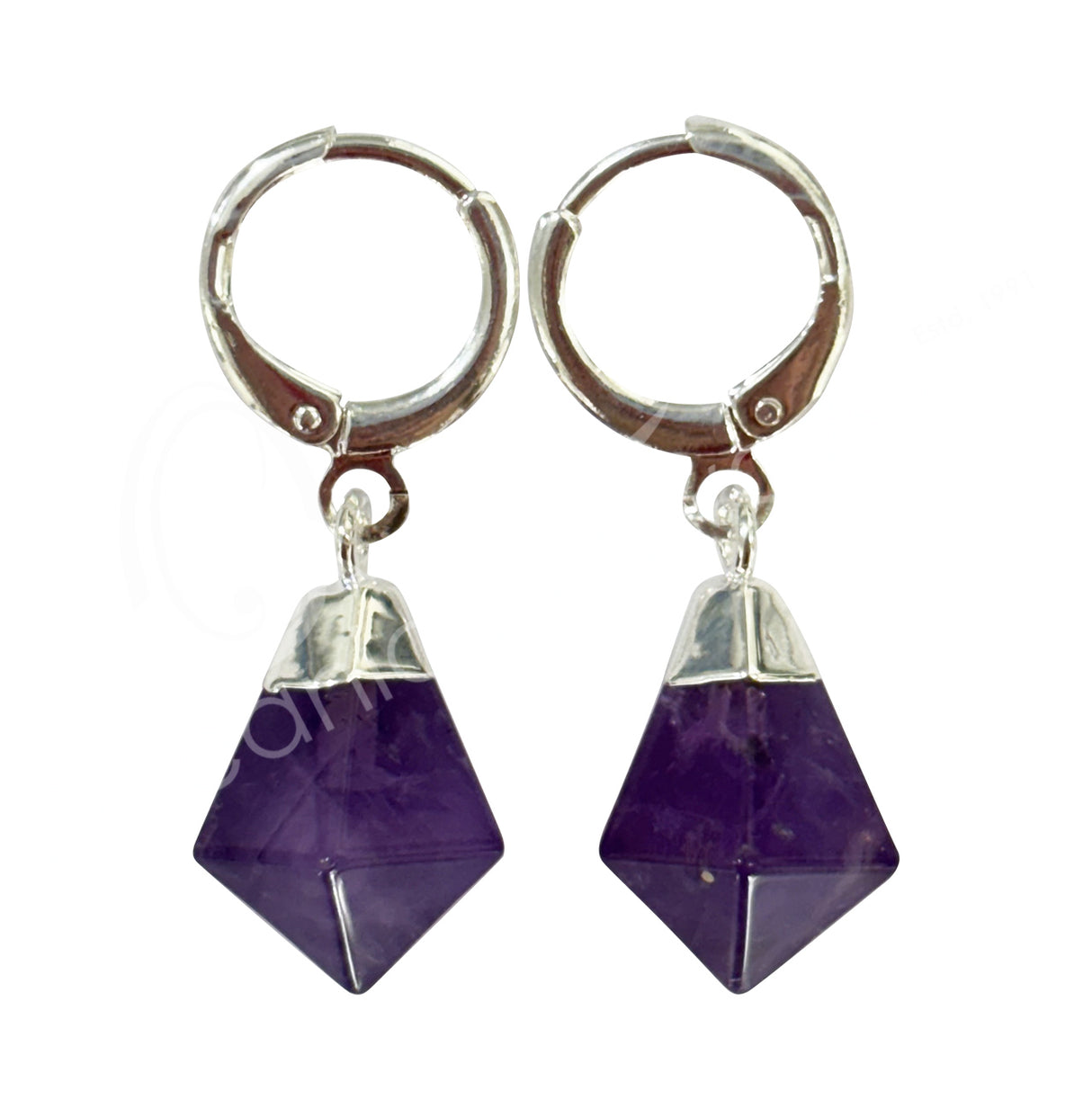 Amethyst Point Hoop Earrings