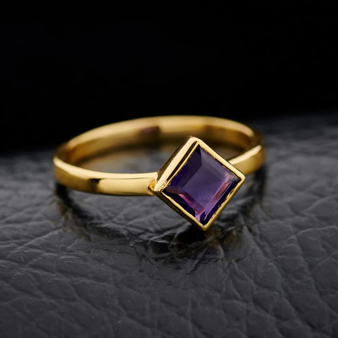 18K Gold over Sterling Silver Ring - Assorted Gemstone & Size